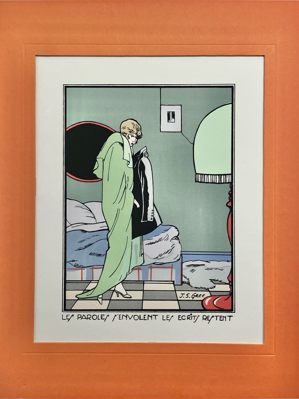 1930s J.S. Gree ART DECO LITHOGRAPH / Les Paroles… / ETTORE TITO Restrike / RARE